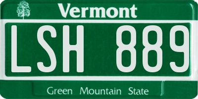 VT license plate LSH889