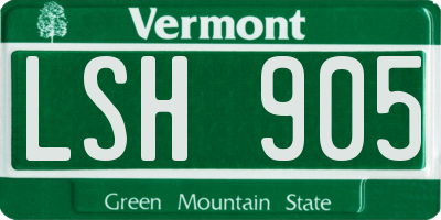 VT license plate LSH905