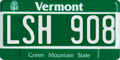 VT license plate LSH908