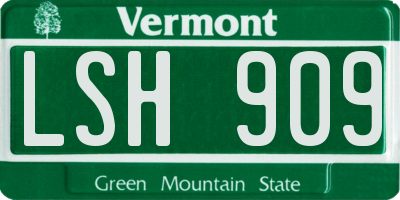 VT license plate LSH909