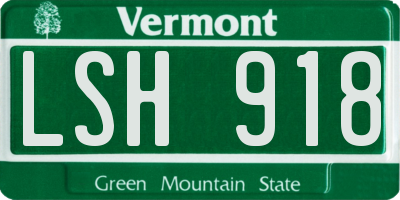 VT license plate LSH918