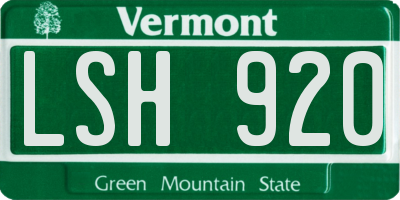 VT license plate LSH920