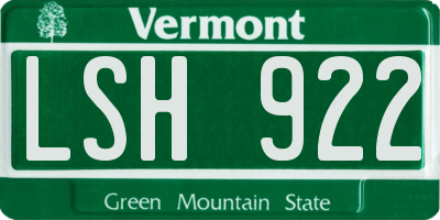 VT license plate LSH922