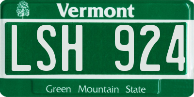 VT license plate LSH924