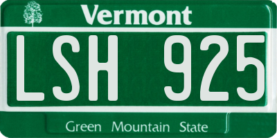 VT license plate LSH925