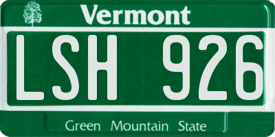 VT license plate LSH926