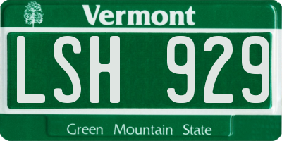 VT license plate LSH929