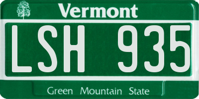 VT license plate LSH935