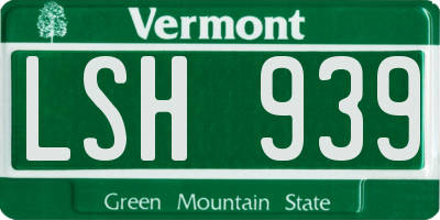 VT license plate LSH939