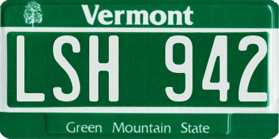 VT license plate LSH942