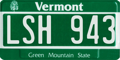 VT license plate LSH943