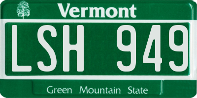 VT license plate LSH949
