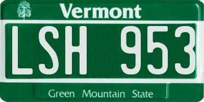 VT license plate LSH953