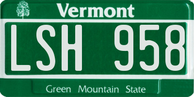 VT license plate LSH958