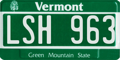 VT license plate LSH963