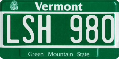 VT license plate LSH980