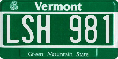 VT license plate LSH981