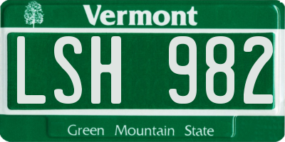 VT license plate LSH982