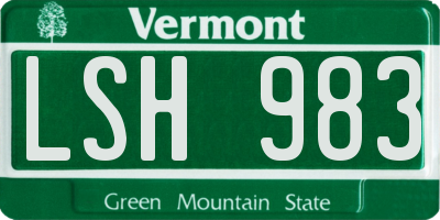 VT license plate LSH983