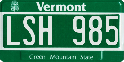 VT license plate LSH985