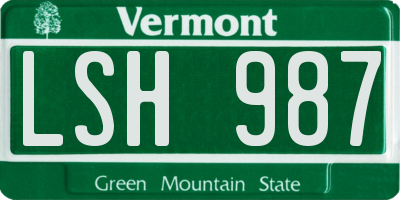 VT license plate LSH987