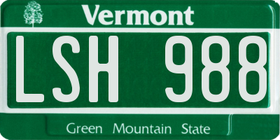 VT license plate LSH988