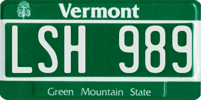 VT license plate LSH989