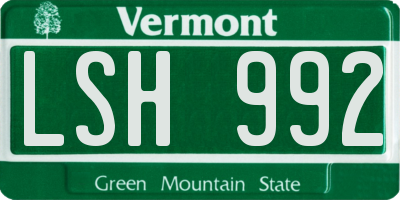 VT license plate LSH992