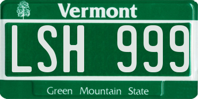 VT license plate LSH999