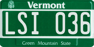 VT license plate LSI036