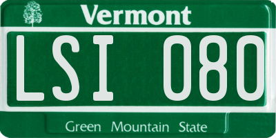 VT license plate LSI080