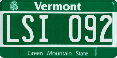 VT license plate LSI092