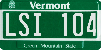 VT license plate LSI104