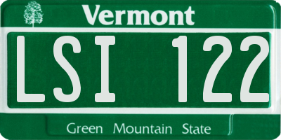 VT license plate LSI122