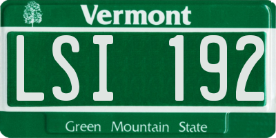 VT license plate LSI192