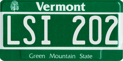 VT license plate LSI202
