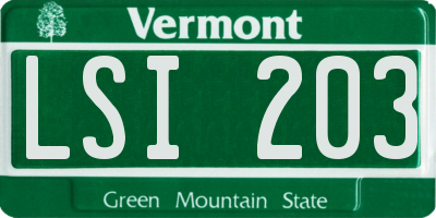 VT license plate LSI203