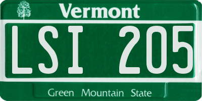 VT license plate LSI205