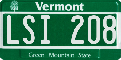 VT license plate LSI208