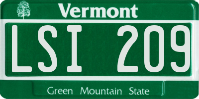 VT license plate LSI209