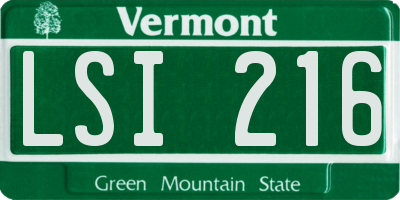 VT license plate LSI216