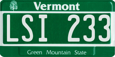 VT license plate LSI233