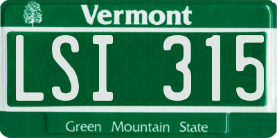 VT license plate LSI315