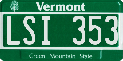 VT license plate LSI353