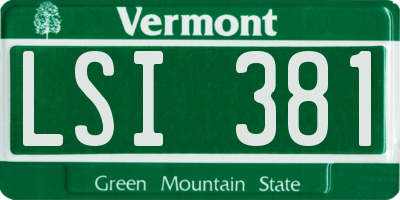 VT license plate LSI381