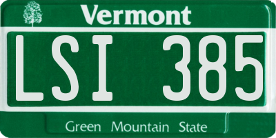 VT license plate LSI385
