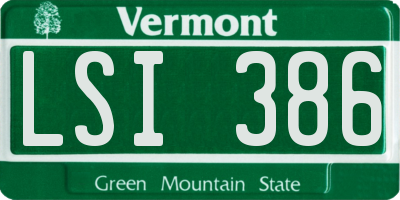 VT license plate LSI386