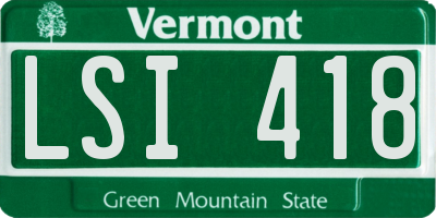 VT license plate LSI418