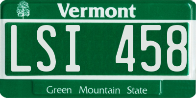 VT license plate LSI458