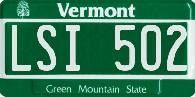 VT license plate LSI502